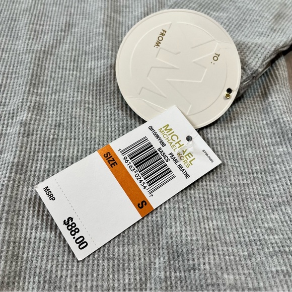 Michael Michael Kors S Waffle Knit Top NWT Thermal Gray Shirt Cowl Neck - Picture 4 of 5